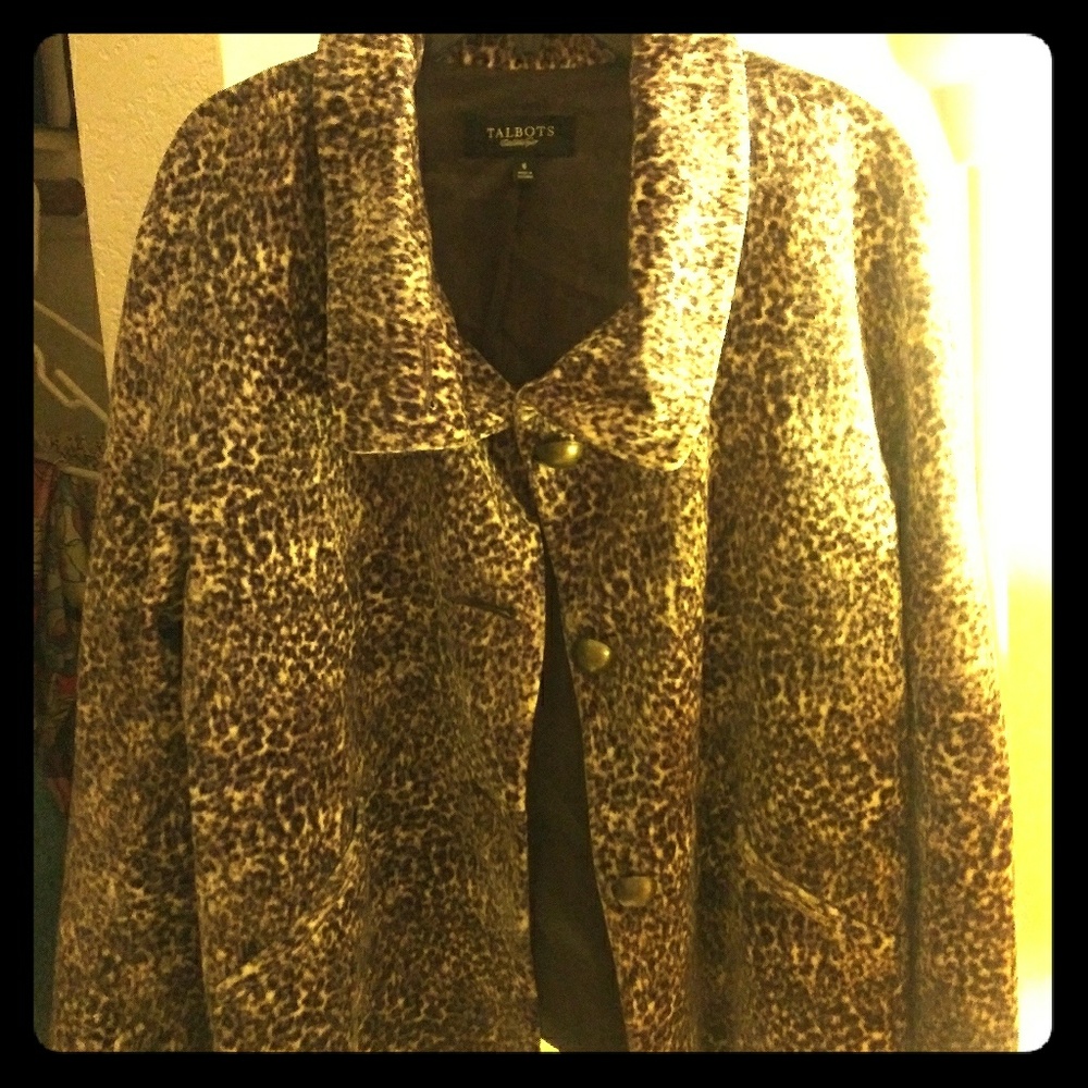 Talbots collared leopard jacket